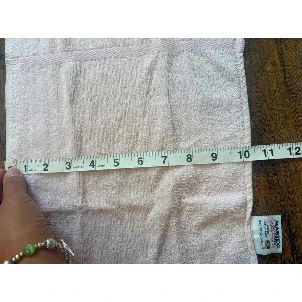 Vintage Martex Luxor Pink Fingertip Towels Set of 2 Fringed Made USA